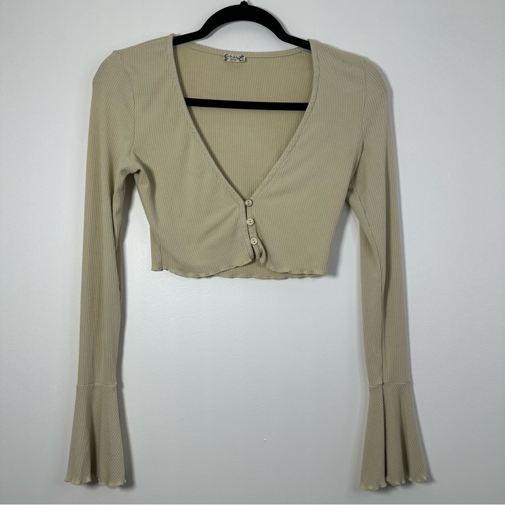 Free People Intimately Soul Mate Lounge Ribbed Beige Crop Top Size XS